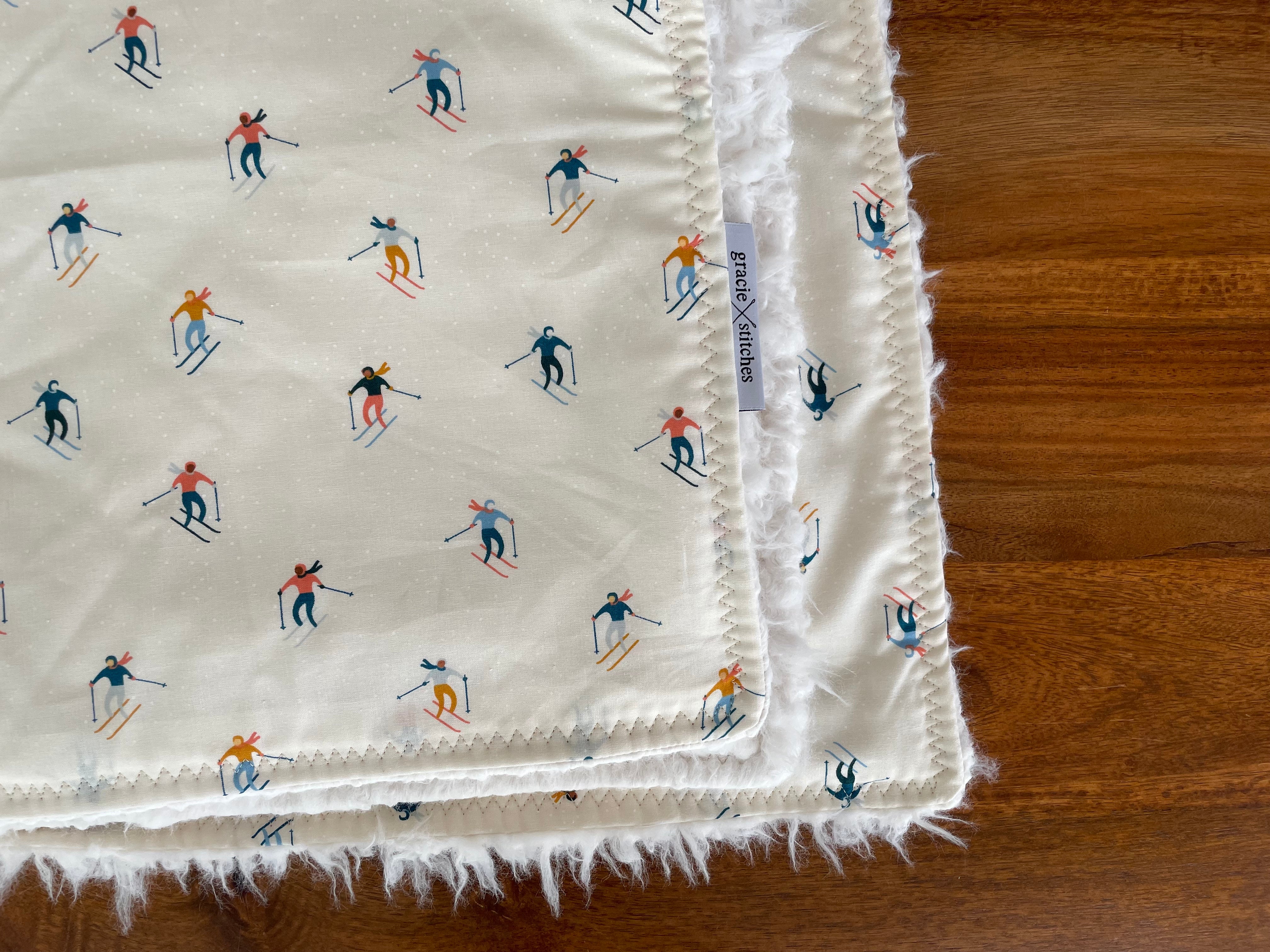 Baby Blanket - Cream Skiers