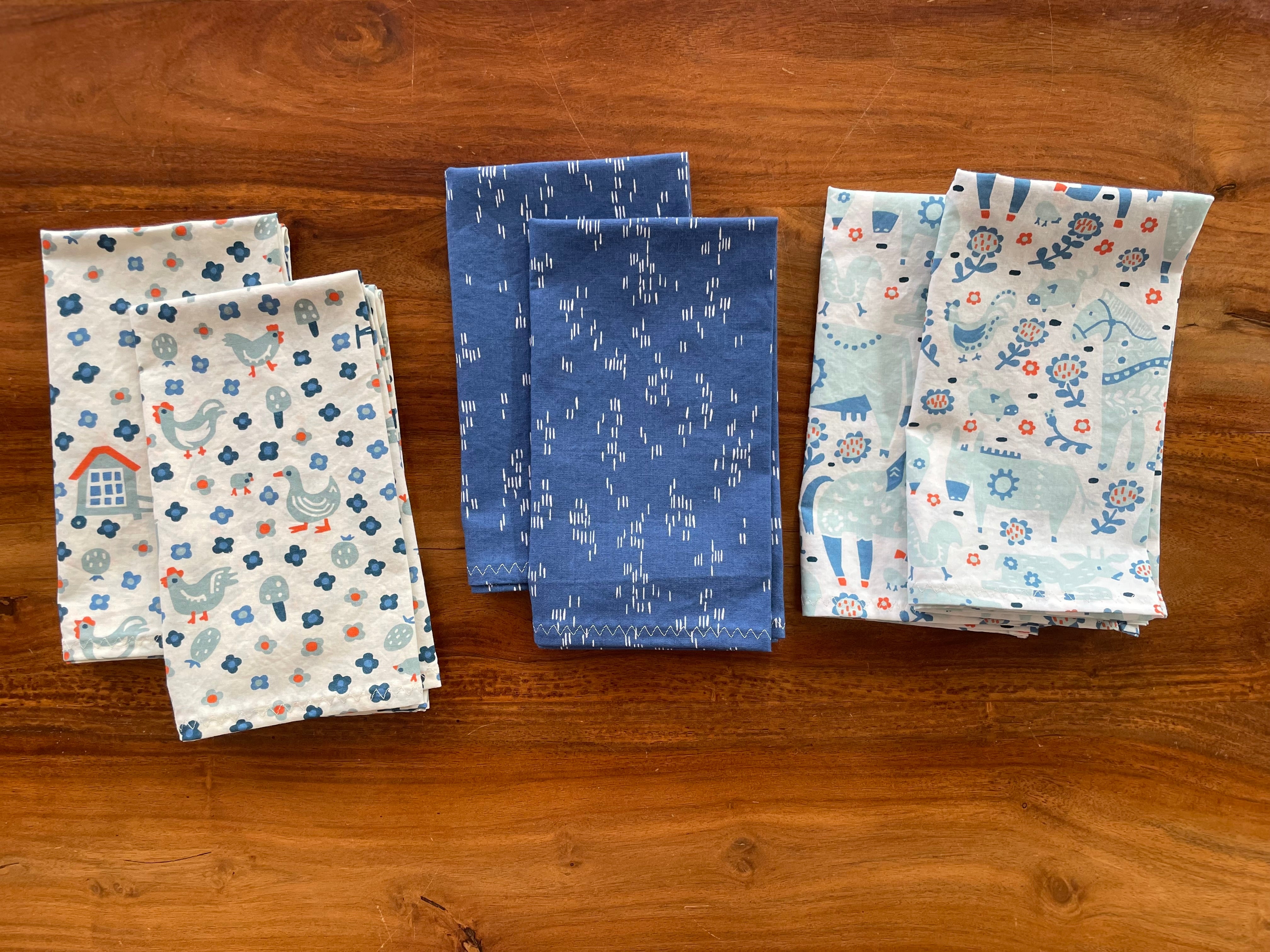 Cloth Napkins - Blue Farm (6)