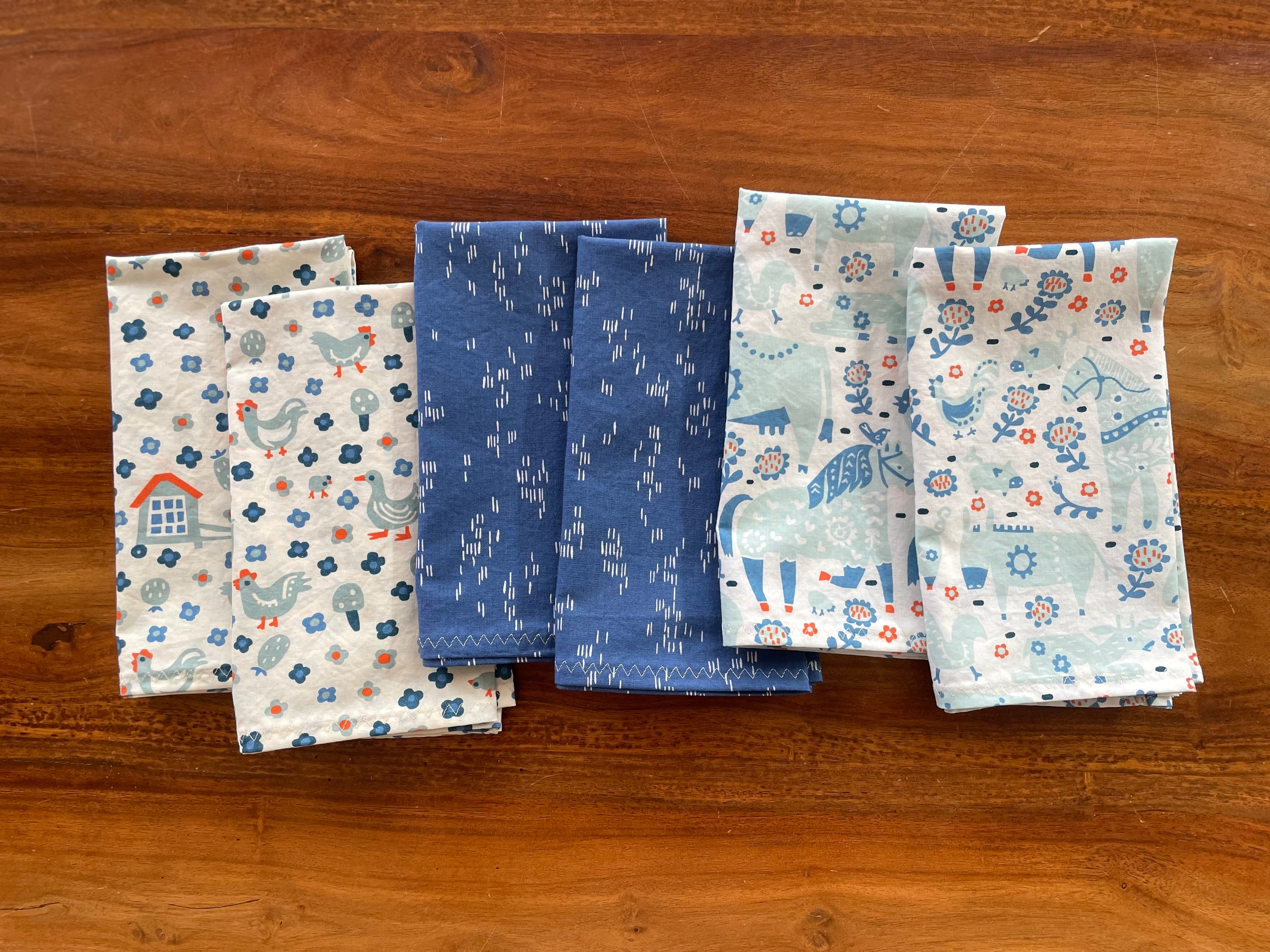 Cloth Napkins - Blue Farm (6)