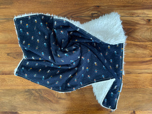 Baby Blanket - Navy Skiers