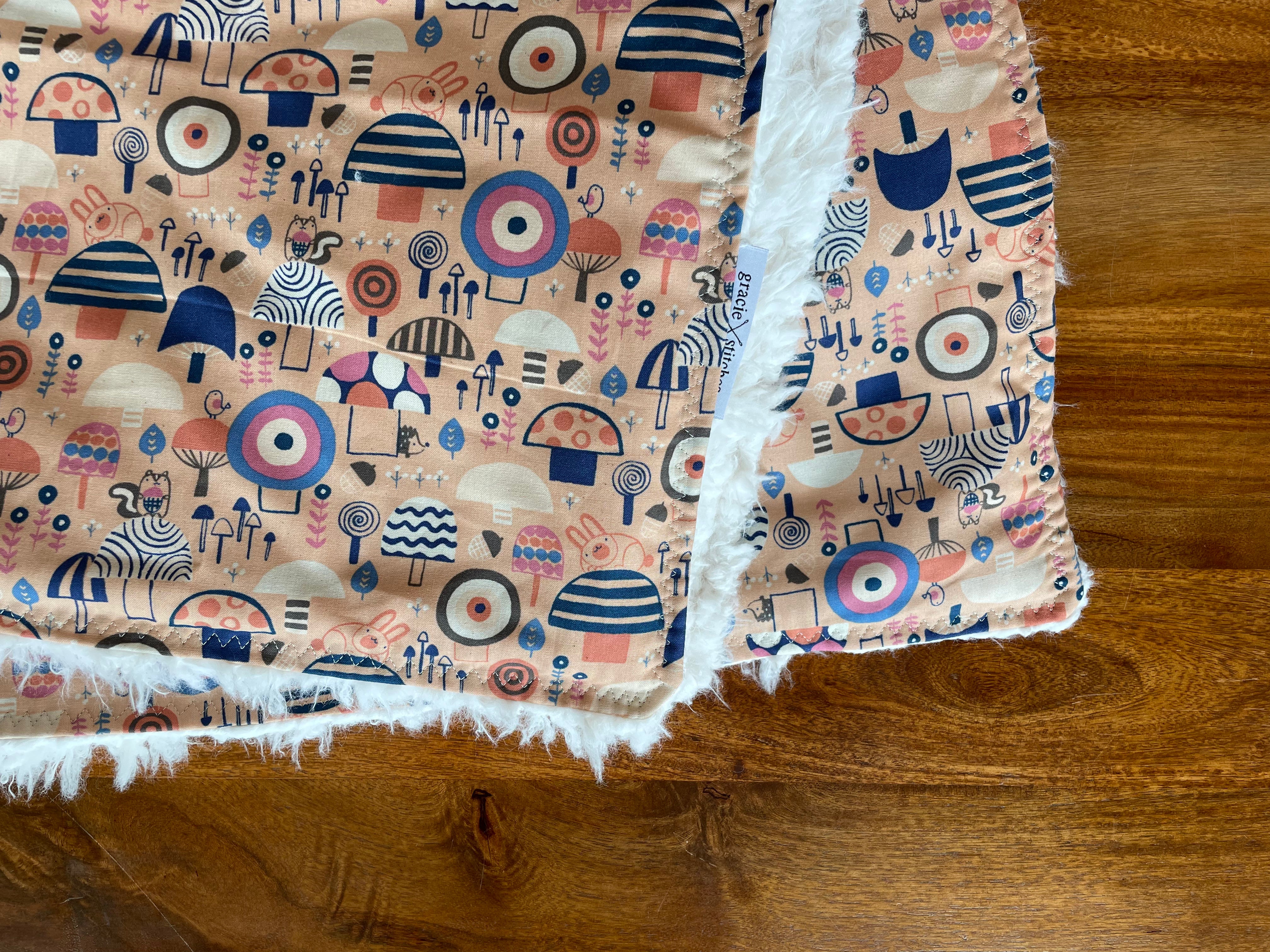 Baby Blanket - Peach Mushrooms