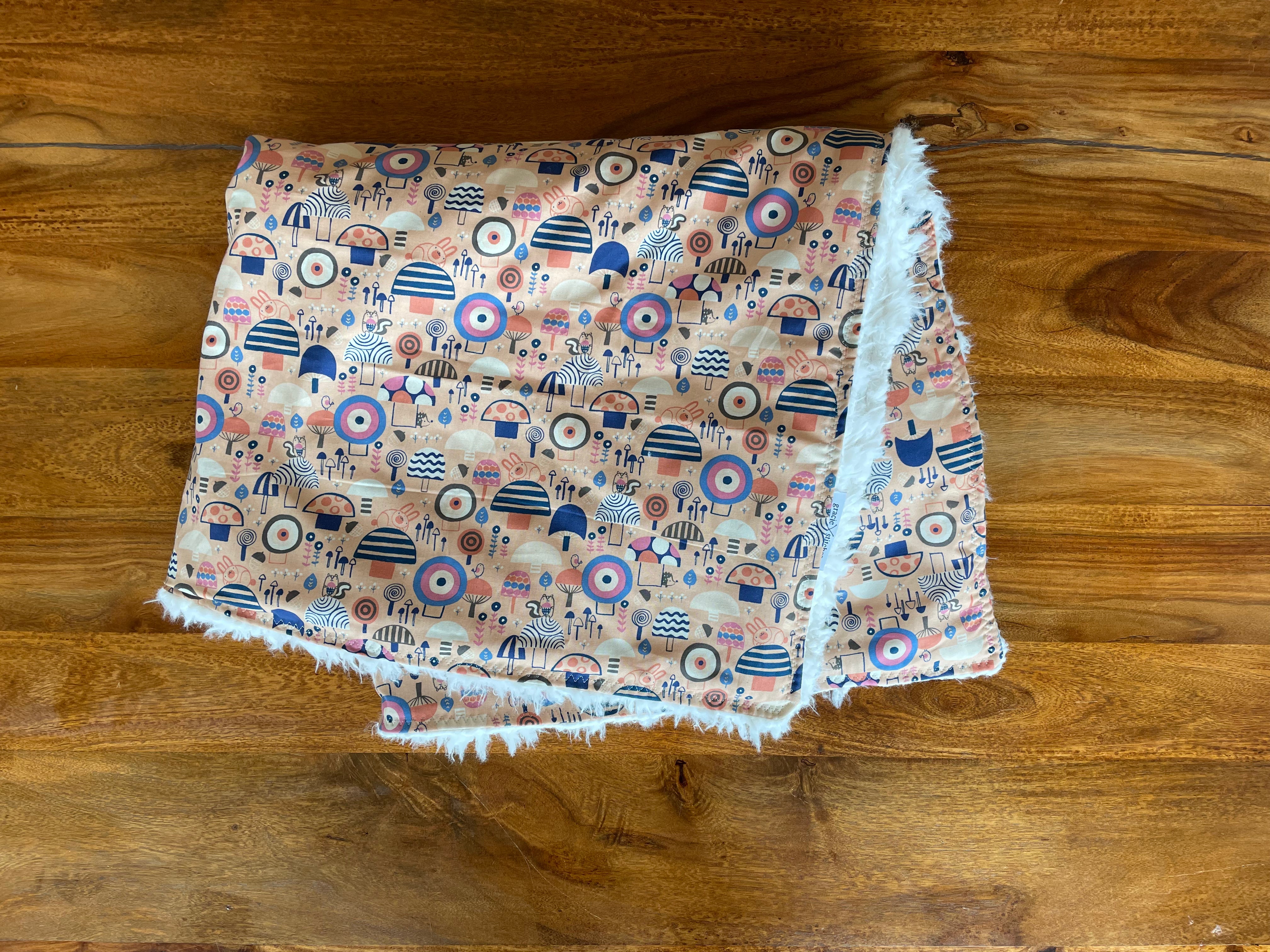 Baby Blanket - Peach Mushrooms