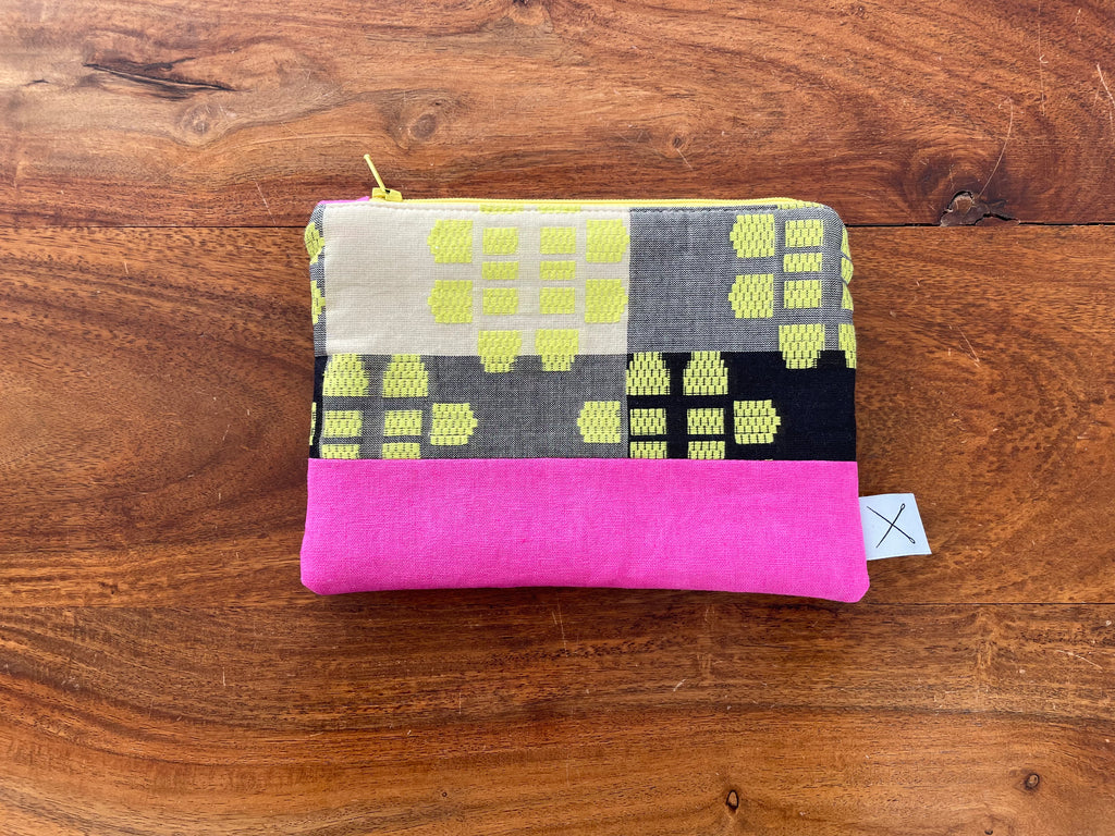 Medium Pouch - Citron and Pink