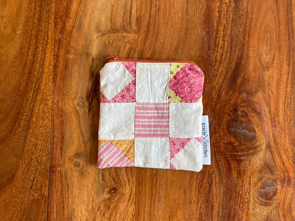 Zipper Pouch Small Vintage Quilt Block