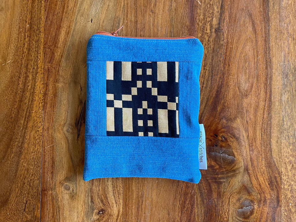 Zipper Pouch Medium Tall Denim Patch