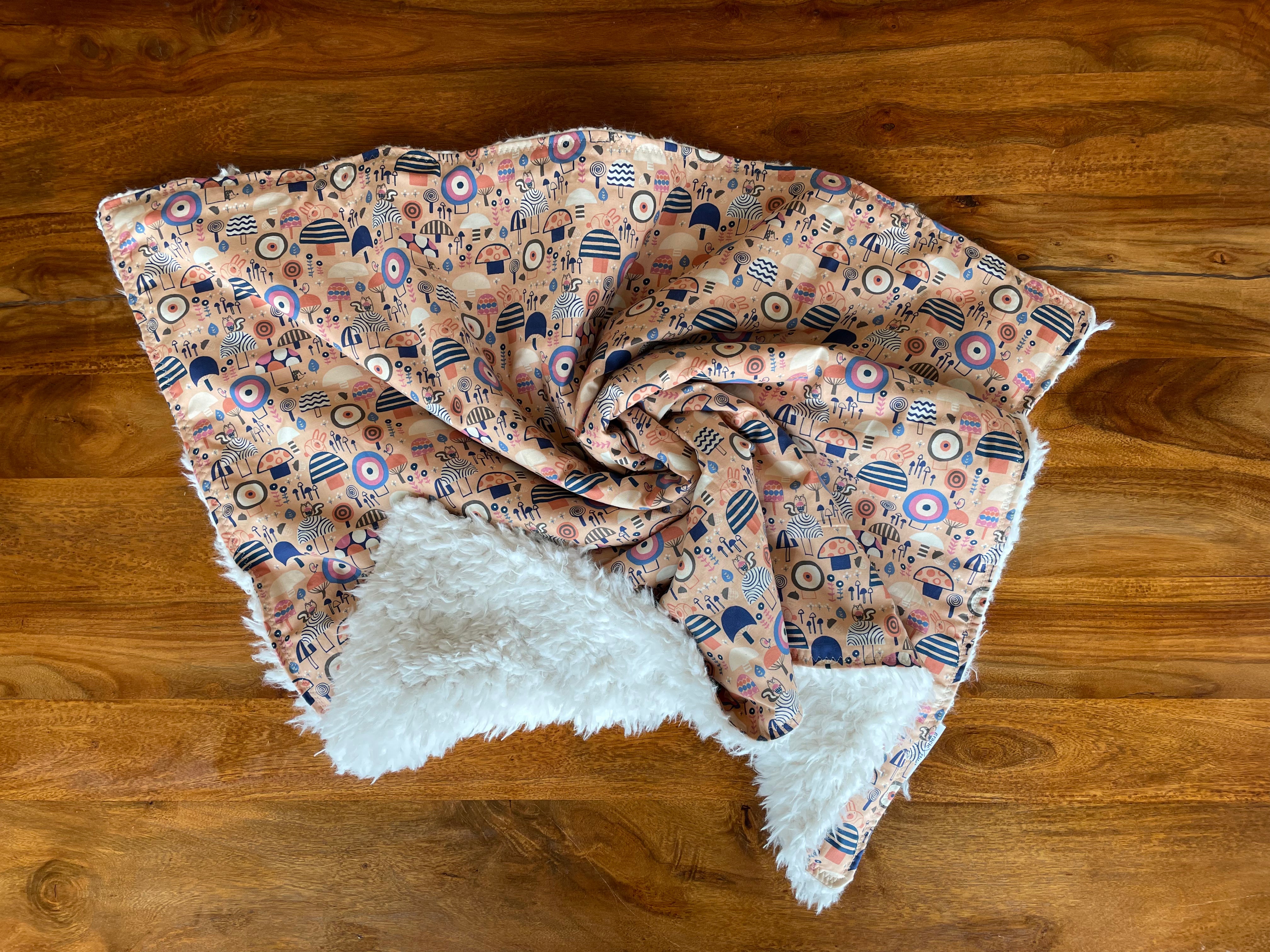 Baby Blanket - Peach Mushrooms