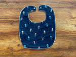 Medium Baby Bib - Navy Skiers