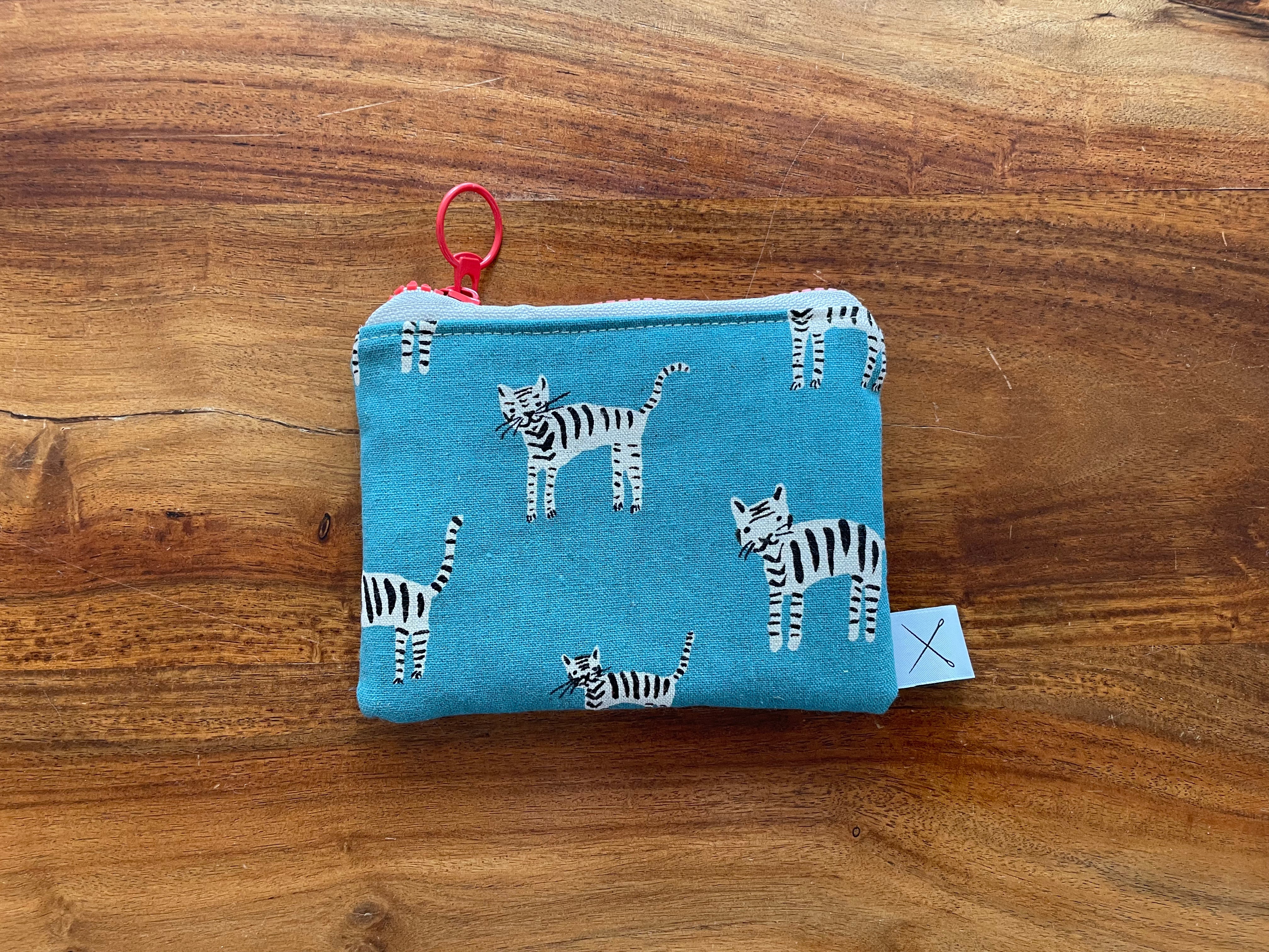 Petite Pouch - Teal Snow Leopards
