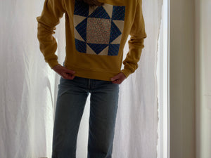 Small Heather Mustard Quilt Square Sweatshirt