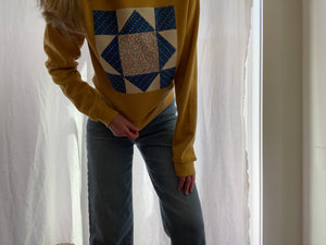 Small Heather Mustard Quilt Square Sweatshirt