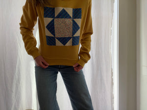 Small Heather Mustard Quilt Square Sweatshirt