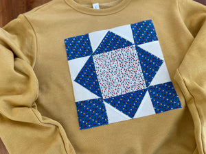 Small Heather Mustard Quilt Square Sweatshirt