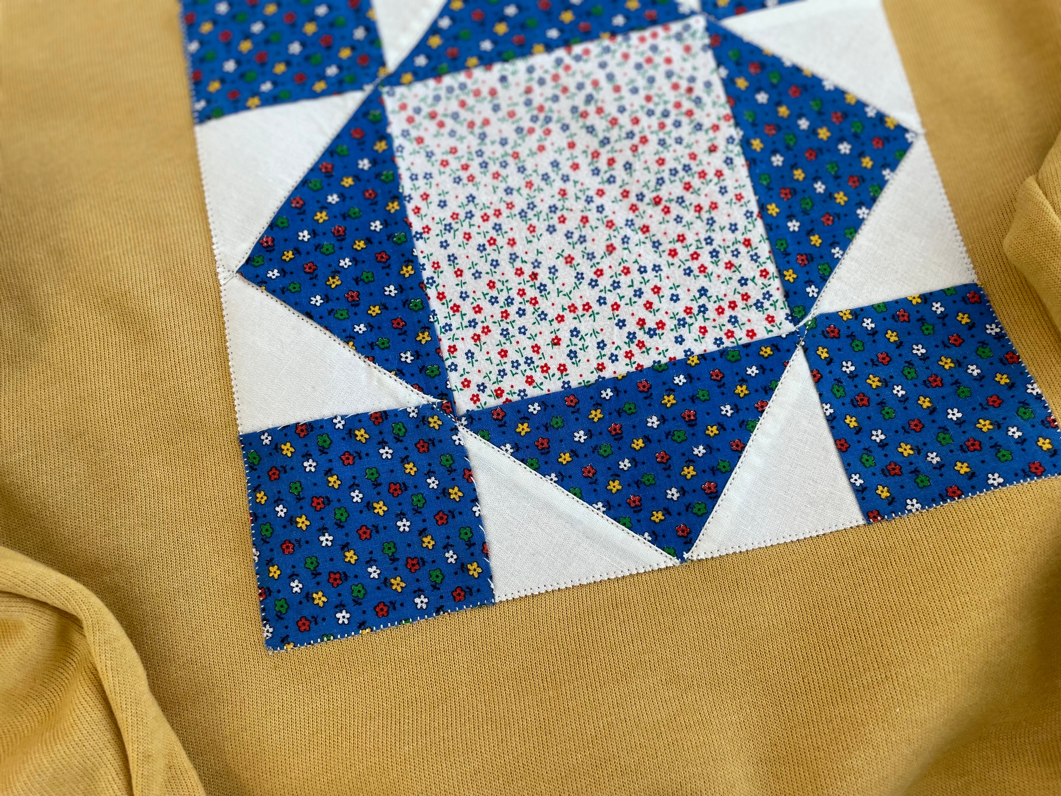 Small Heather Mustard Quilt Square Sweatshirt