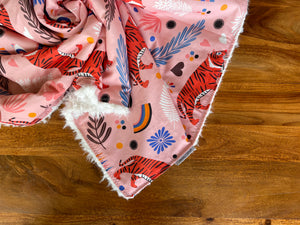 Large Baby Blanket - Tiger in Pink