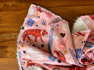 Large Baby Blanket - Tiger in Pink