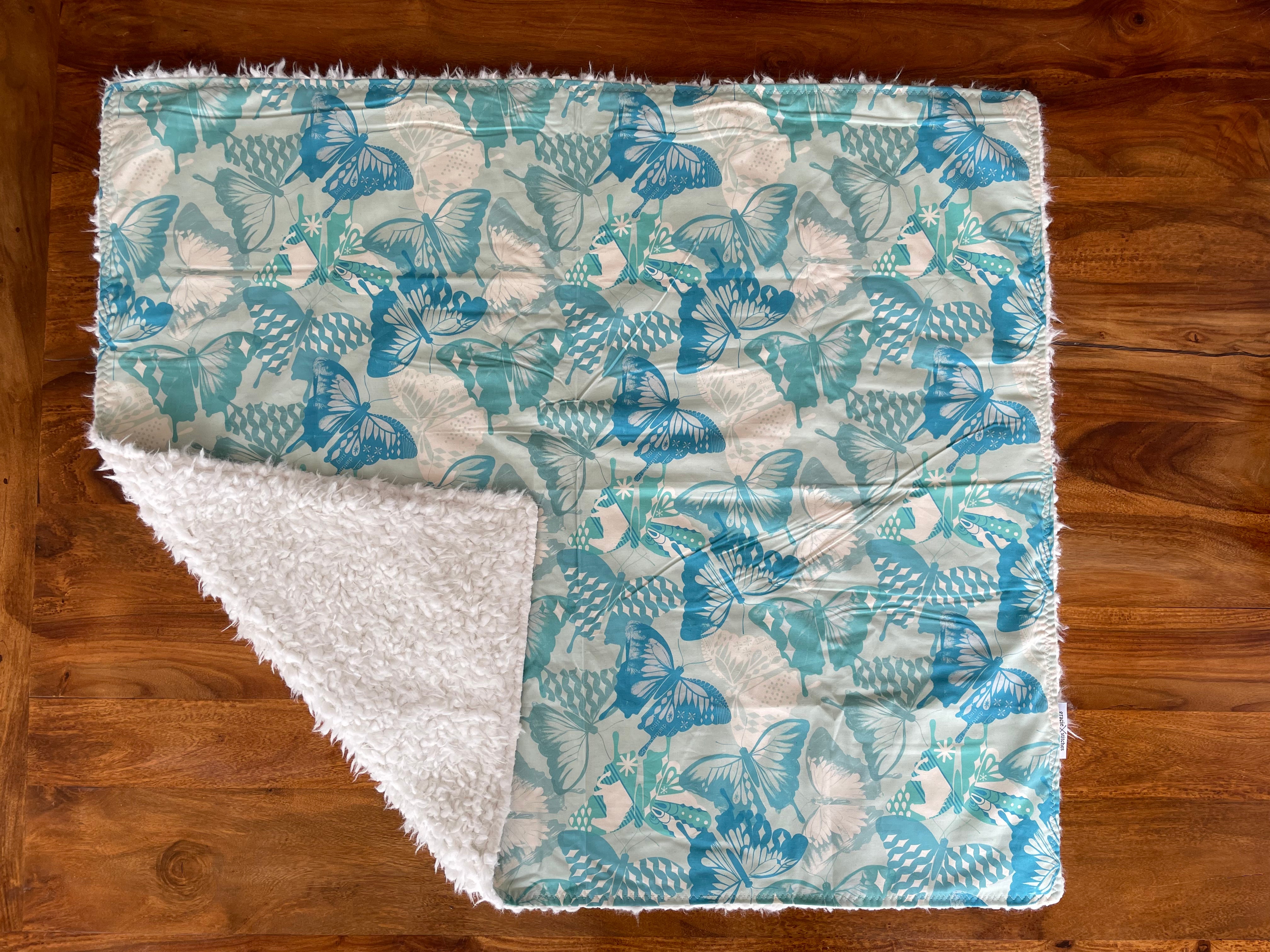 Baby Blanket - Blue Butterflies